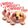 (3 Pack) I Woof You Decals - Cute Puppy Stickers - Dog Lover Decals - 3 Inches On Longest Side - Easy Peel & Apply - Made in USA - 3MCS1236