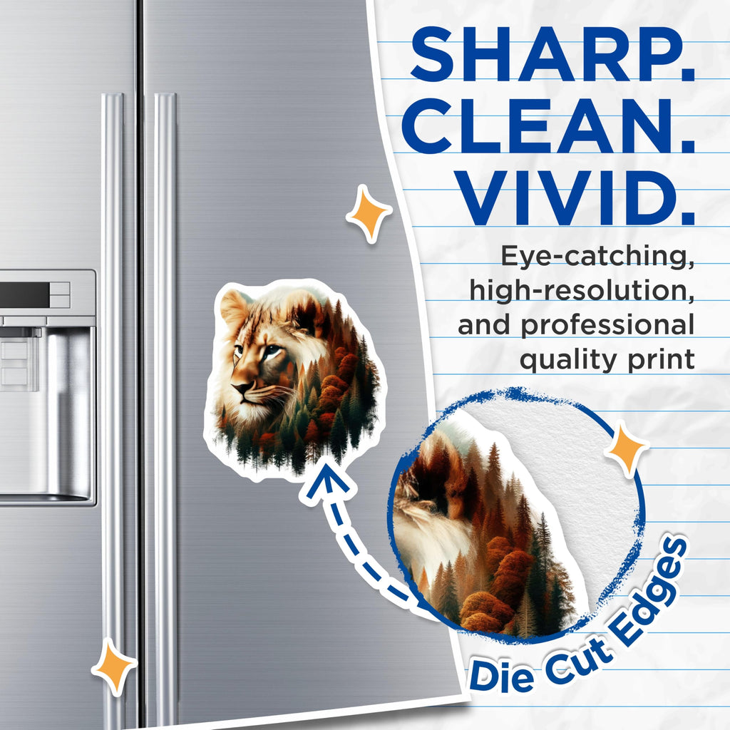 (2 Pack) Lion Forest Magnets - Animal Art - Fridge Home Decor - 5" On Longest Side - Premium Magnet - for Cars, Refrigerators, Toolboxes, Lockers - Made in USA - MAG16217