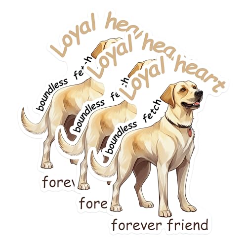 (3 Pack) Labrador Retriever Decals - Loyal Heart Dog - Forever Friend Decals - 3 Inches On Longest Side - Easy Peel & Apply - Made in USA - 3MCS1225