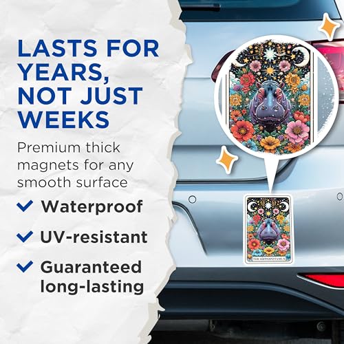 (2 Pack) Hippopotamus Art Magnets - Colorful Animal Art - Ative Floral Magnet - 5" On Longest Side - for Cars, Fridges, Toolboxes - Made in USA - MAG4467