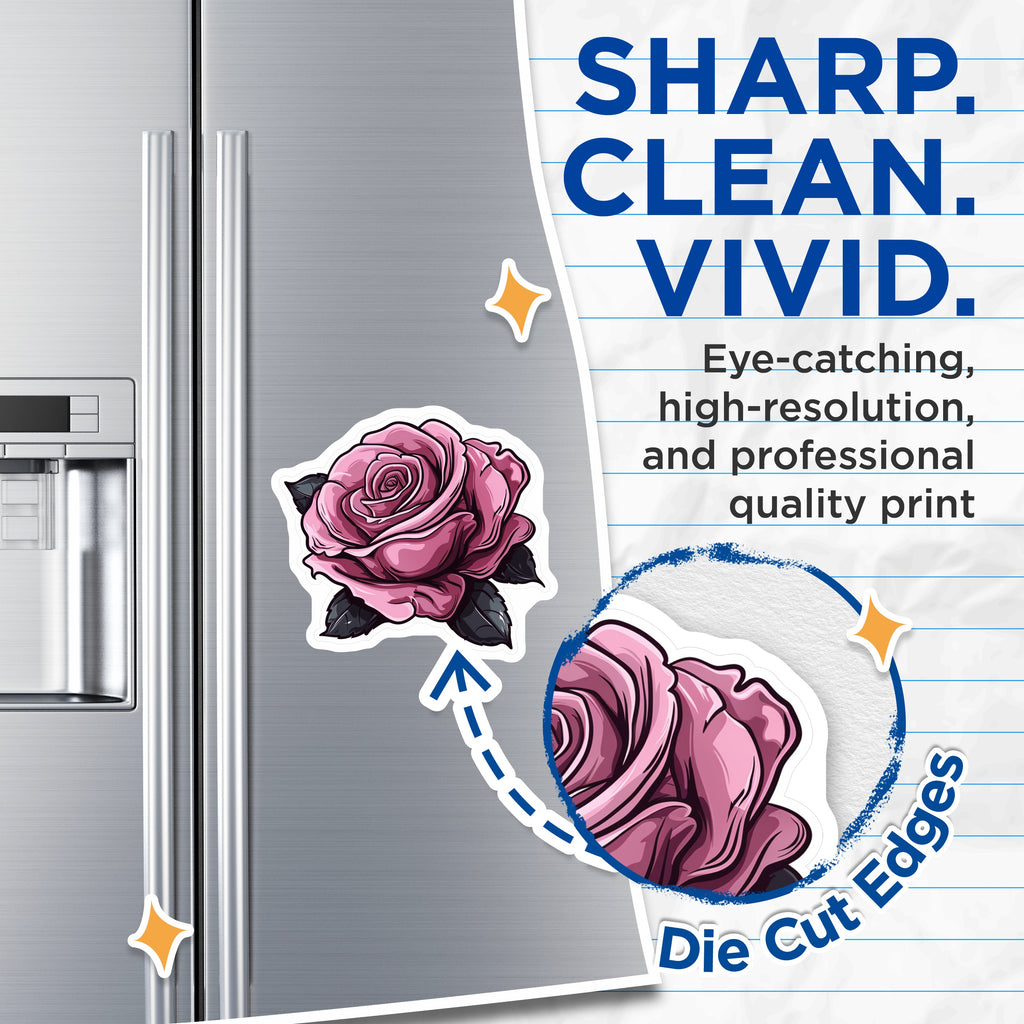 (2 Pack) Pink Rose Magnets - Dark Floral Decor - Gothic Flower Art - Edgy Aesthetic Fridge Magnets - 5 Inches On Longest Side - Thick Durable Magnet - Made in USA - MAG39118