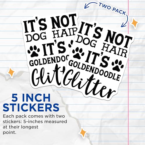 (2 Pack) Funny Goldendoodle Stickers - Dog Lover Decal - Goldendoodle Glitter Quote - 5" On Longest Side - Sticks to Smooth Flat Surfaces - Made in USA - BMCS5054