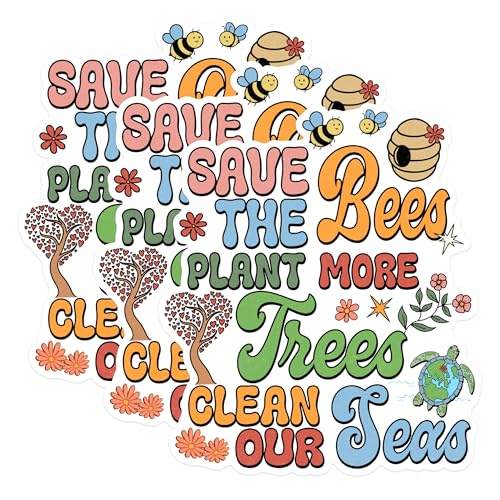 (3 Pack) Save The Bees Decals - Plant More Trees - Clean Our Seas - Laptop Decal - 3 Inches On Longest Side - Easy Peel & Apply - Made in USA - 3MCS1832