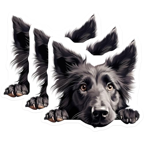 (3 Pack) Black German Shepherd Decals - Dog Breed Stickers - Pet Lover Decals - 3 Inches On Longest Side - Easy Peel & Apply - Made in USA - 3MCS8624
