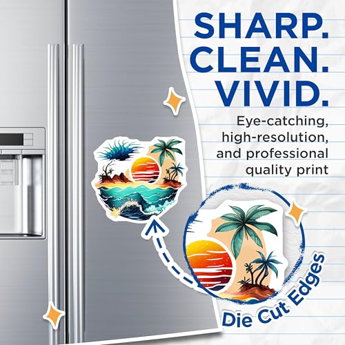 (2 Pack) Tropical Sunset Magnets Magnets - Beach Scene - Ocean Waves - 5" On Longest Side - Made in USA - Sticks to Refrigerators & Metal Surfaces - MAG9268