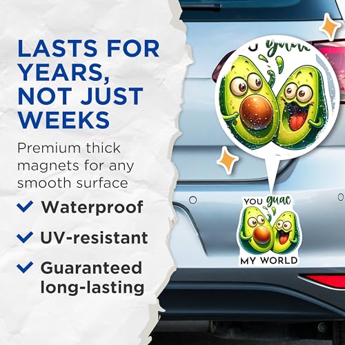 (2 Pack) Funny Avocado Magnets Magnets - Cute Kitchen Decor - 5" On Longest Side - Made in USA - Sticks to Refrigerators & Metal Surfaces - MAG8779