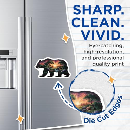 (2 Pack) Sunset Bear Silhouette Magnets - Nature Scene - Wildlife Art - Animal Lover Fridge - Mountain Landscape - 5" On Longest Side - for Cars, Fridges, Toolboxes - Made in USA - MAG7168