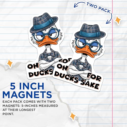 (2 Pack) Funny Duck Design Magnet - Humorous Cartoon - 5" On Longest Side - Sticks to Smooth Flat Surfaces - Made in USA - MAG9715