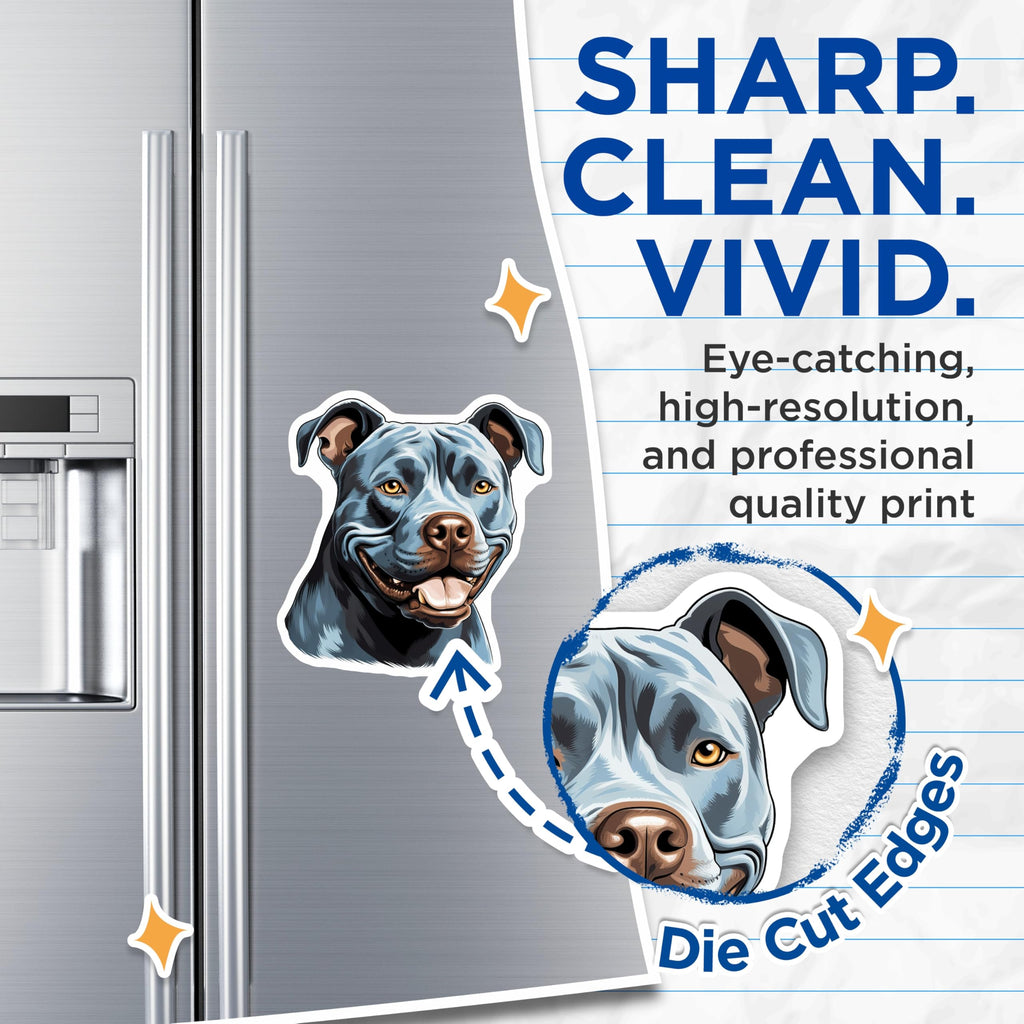 (2 Pack) Pitbull Magnets - Blue Nose Pitbull Decor - Dog Mom Fridge Magnets - Pet Lover Refrigerator Accessories - 5 Inches On Longest Side - Thick Durable Magnet - Made in USA - MAG30388