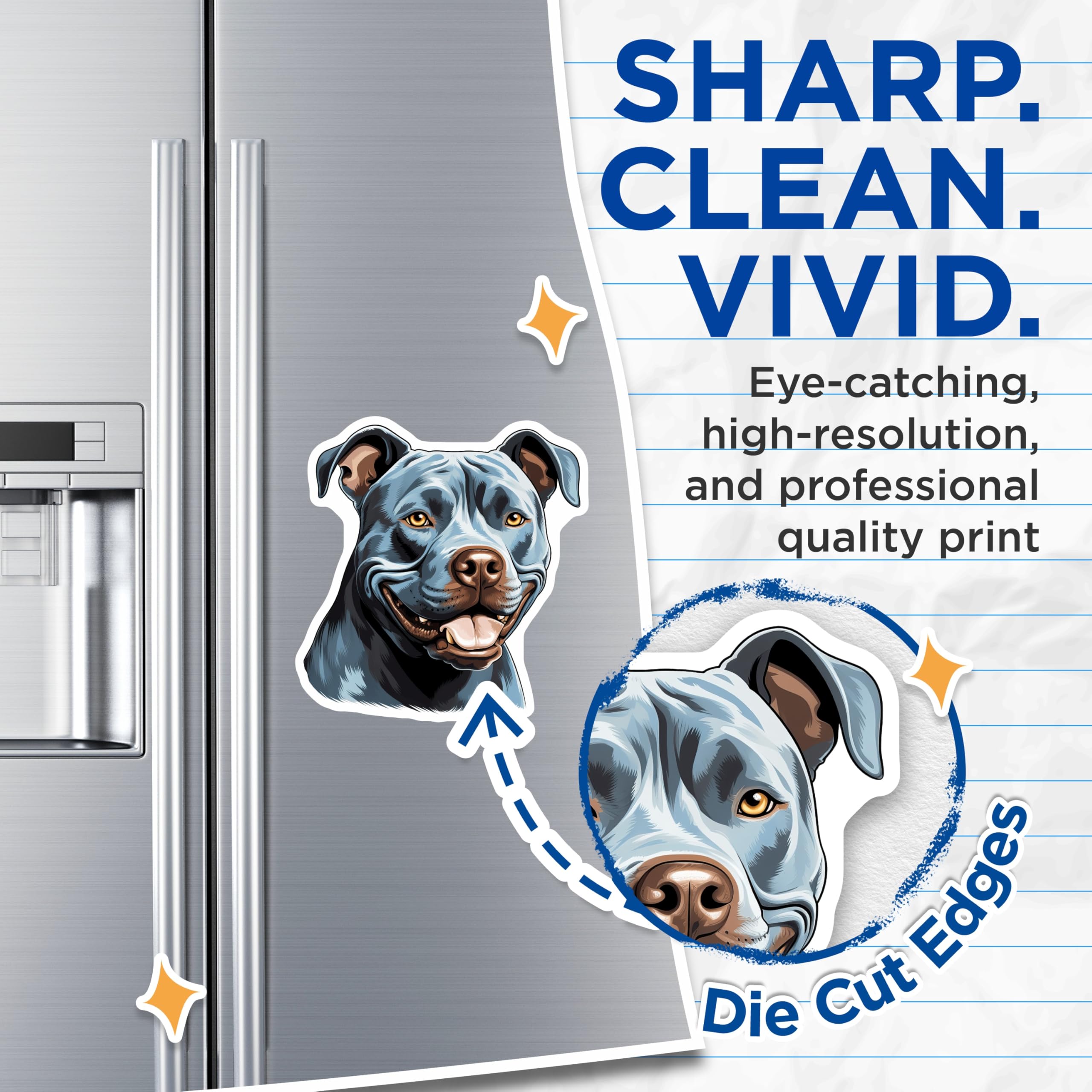 (2 Pack) Pitbull Magnets - Blue Nose Pitbull Decor - Dog Mom Fridge Magnets - Pet Lover Refrigerator Accessories - 5 Inches On Longest Side - Thick Durable Magnet - Made in USA - MAG30388