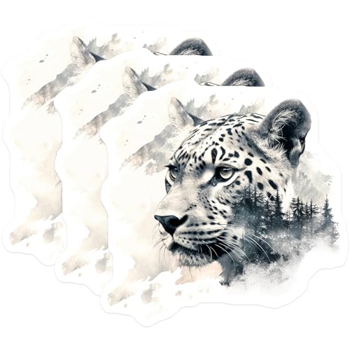 (3 Pack) Leopard Decals - Animal Stickers - Laptop Decals - 3 Inches On Longest Side - Easy Peel & Apply - Made in USA - 3MCS2575