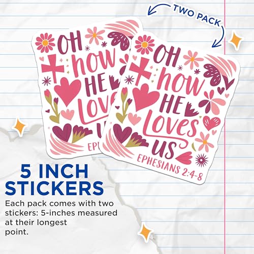 (2 Pack) Inspirational Bible Verse Stickers - 5" On Longest Side - Sticks to Smooth Flat Surfaces - Made in USA - BMCS9022 - BMCS9022