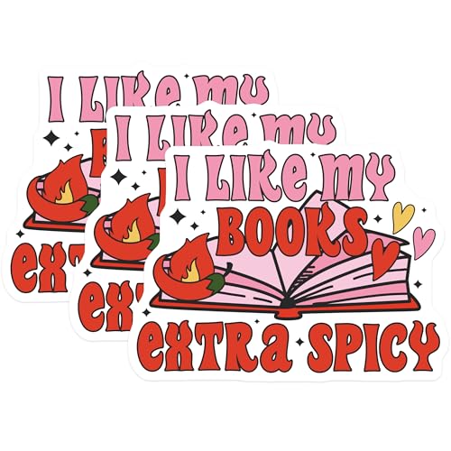 (3 Pack) Spicy Book Decals - Reader Decal - Book Lover - Laptop Decals - 3 Inches On Longest Side - Easy Peel & Apply - Made in USA - 3MCS2700