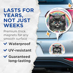 (2 Pack) Cute Cat Magnets - Rainbow Star Design Magnet - Living The Dream Magnet - 5" On Longest Side - for Cars, Fridges, Toolboxes - Made in USA - MAG4593