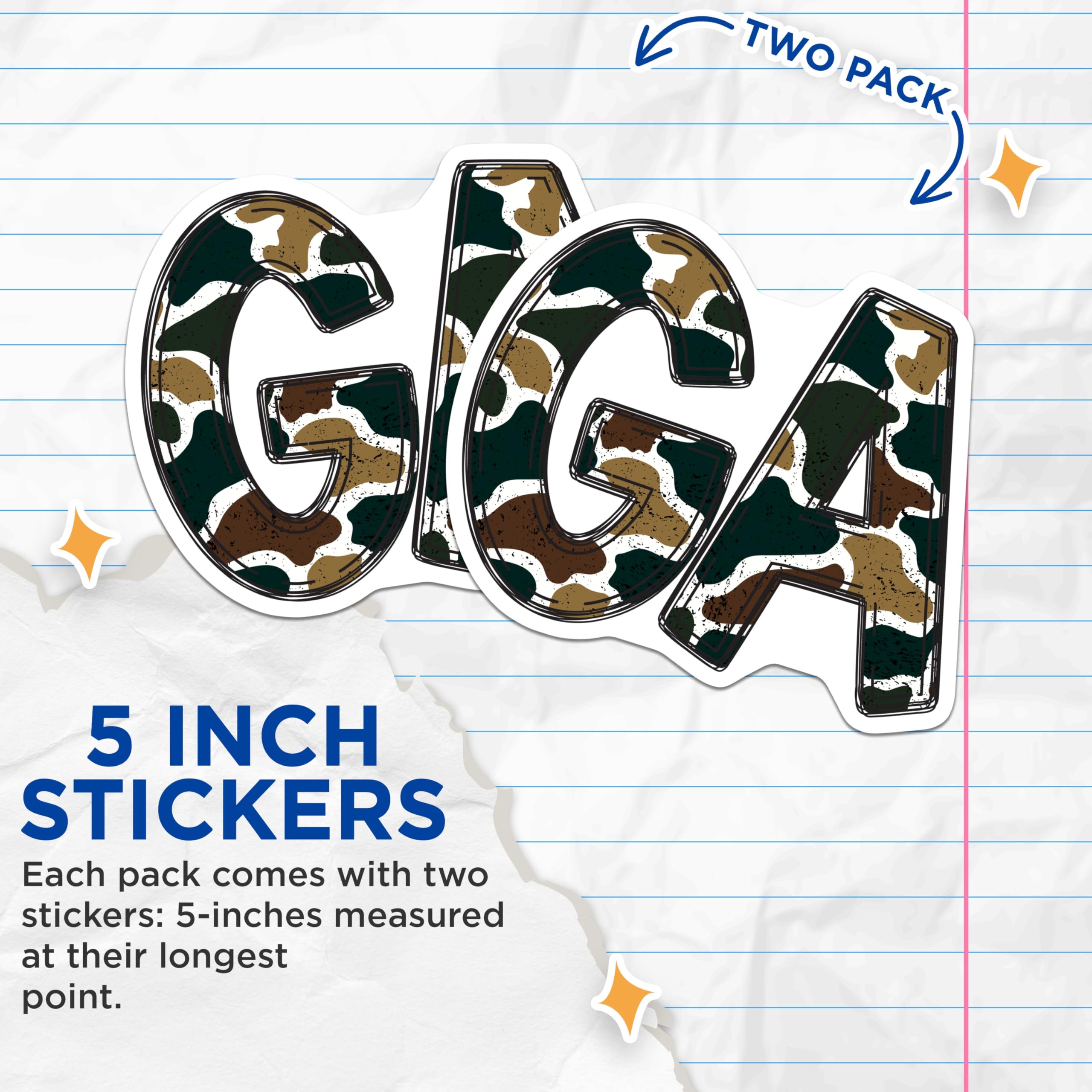 (2 Pack) GA Camouflage Letter Stickers - Georgia State Pride Initials - Military Abstract Distressed Decals - 5" On Longest Side - Sticks to Smooth Flat Surfaces - Made in USA - BMCS21415