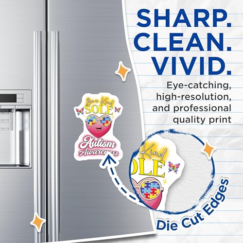 (2 Pack) Be Kind Sole Autism Awareness Magnets - Inspirational Magnets - Autism Advocacy Stickers - 5" On Longest Side - for Cars, Fridges, Toolboxes - Made in USA - MAG6620