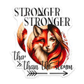 (2 Pack) Fox and Woman Art Stickers - Stronger Than The Storm - Inspirational Quotes - 5" On Longest Side - Sticks to Smooth Flat Surfaces - Made in USA - BMCS9235