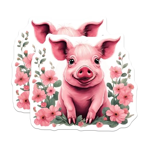 (2 Pack) Cute Pig Magnets - Adorable Animal Magnets - Farmhouse Kitchen Decor Magnets - 5" On Longest Side - for Cars, Refrigerators, Toolboxes, Lockers - Made in USA BMCS3411