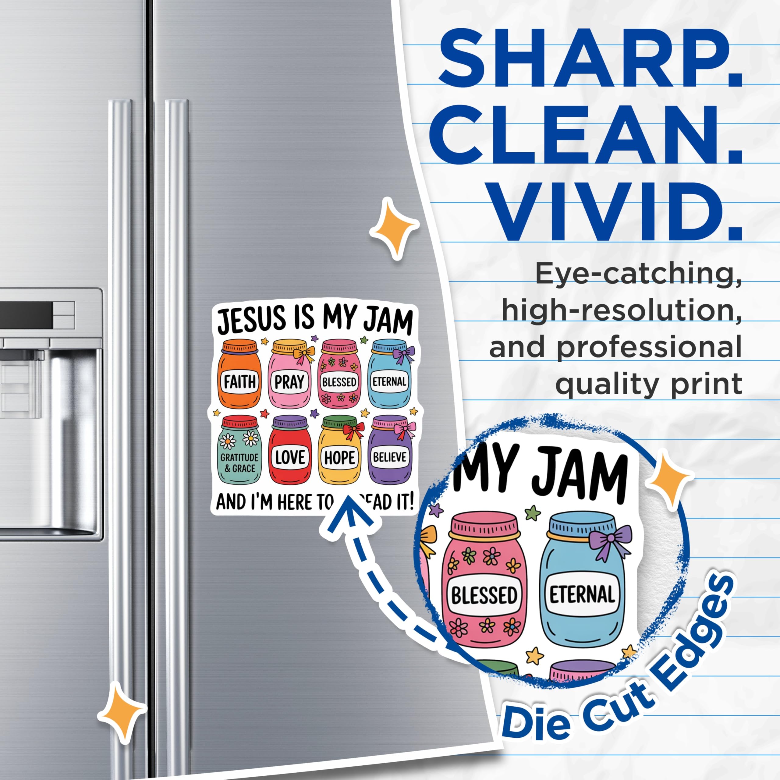 (2 Pack) Jesus is My Jam Magnets - Christian Faith Decor - Inspirational Fridge Locker Magnets - 5 Inches On Longest Side - Thick Durable Magnet - Made in USA - MAG30132