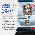 (2 Pack) The Horse Magnets - Beautiful Floral Art - Sun and Stars Magnet - 5" On Longest Side - for Cars, Fridges, Toolboxes - Made in USA - MAG4468