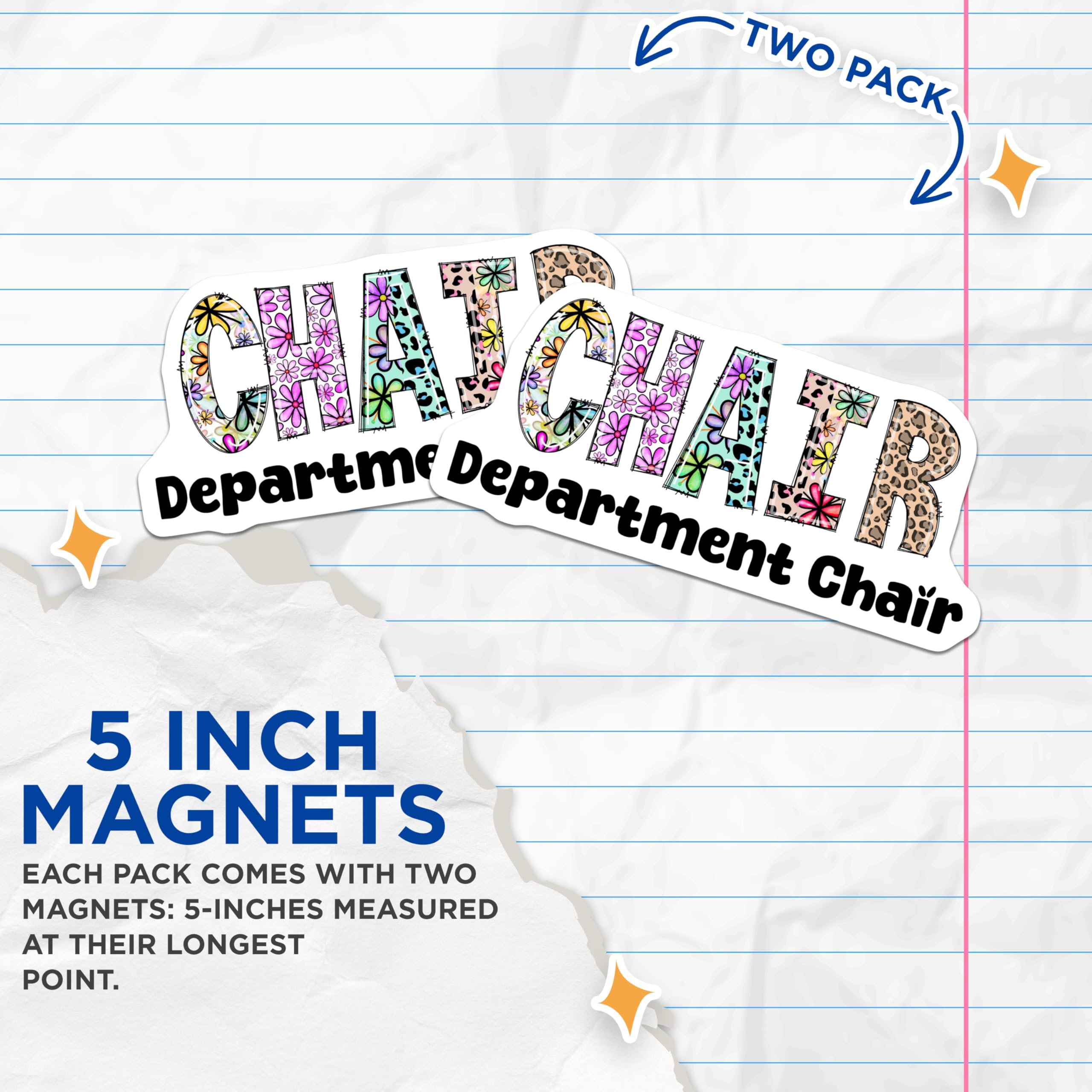(2 Pack) Department Chair Magnets - Floral Chair Magnet - Colorful Chair Magnet - 5" On Longest Side - Premium Magnet - for Cars, Refrigerators, Toolboxes, Lockers - Made in USA - MAG16098