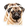 (2 Pack) Cute Pug Magnets - Watercolor Dog Decor - Pet Owner Appreciation - 5 Inches On Longest Side - Thick Durable Magnet - Made in USA - MAG26967