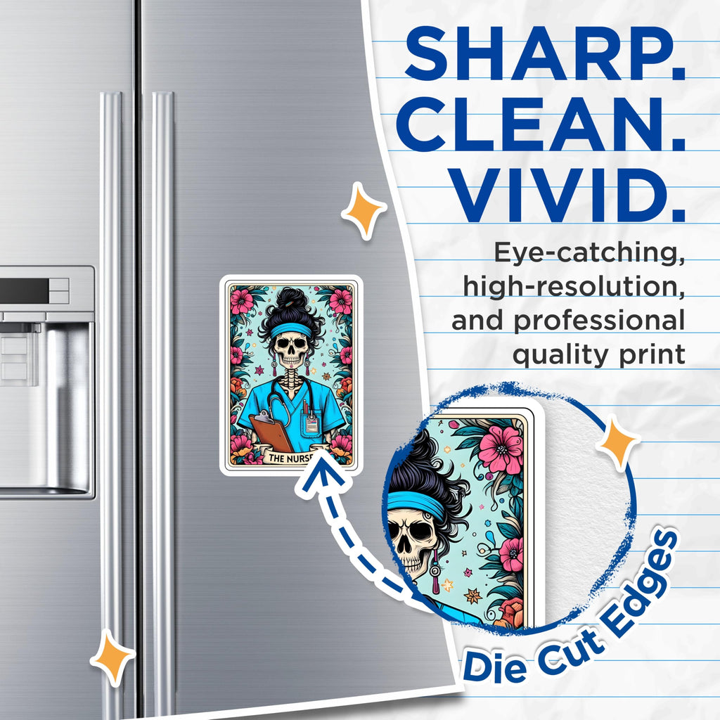 (2 Pack) Nurse Skeleton Magnets - Dia de Los Muertos Nurse - Healthcare Worker Appreciation - 5 Inches On Longest Side - Thick Durable Magnet - Made in USA - MAG28435