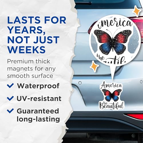 (2 Pack) America The Beautiful Magnets Magnets - 5" On Longest Side - Made in USA - Sticks to Refrigerators & Metal Surfaces - MAG8502
