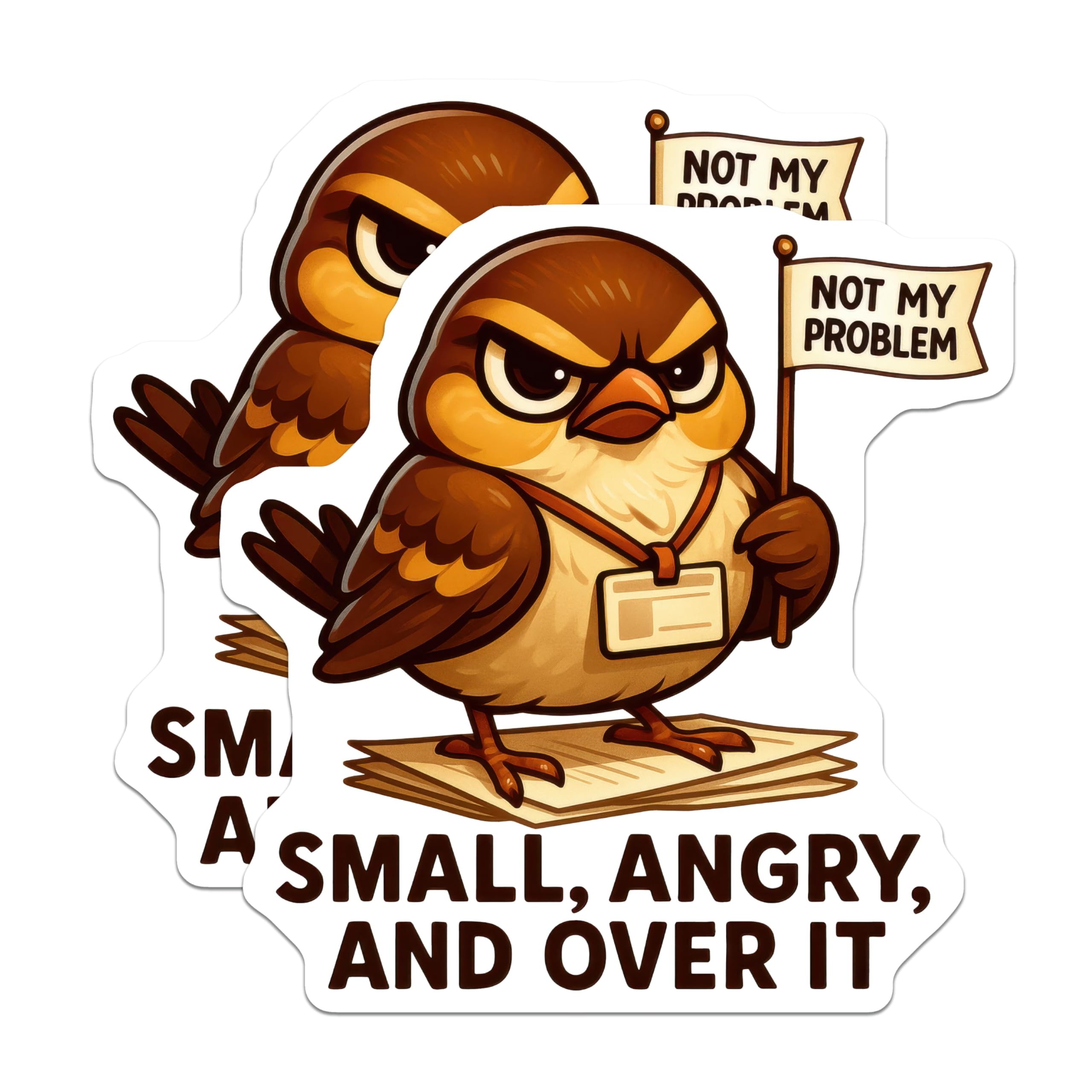 (2 Pack) Angry Sparrow Magnets - Not My Problem Bird - Funny Sarcastic Quote - Office Humor Decor - Over It Attitude - 5 Inches On Longest Side - Thick Durable Magnet - Made in USA - MAG22121