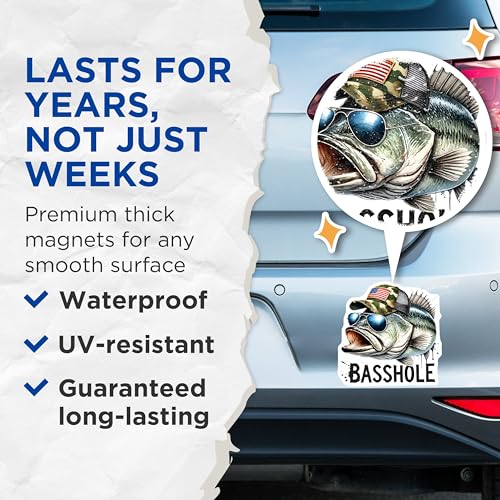 (2 Pack) Humorous Fish Decor for Anglers Magnet - 5" On Longest Side - Sticks to Smooth Flat Surfaces - Made in USA - MAG9854