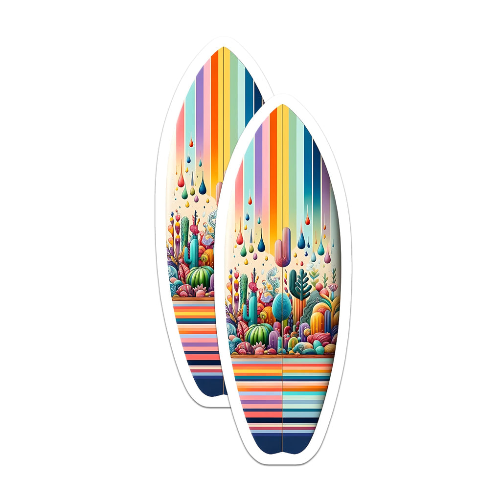 (2 Pack) Cactus Garden Magnets - Colorful Desert Art - Rainbow Stripes Magnets - 5" On Longest Side - Premium Magnet - for Cars, Refrigerators, Toolboxes, Lockers - Made in USA - MAG14203