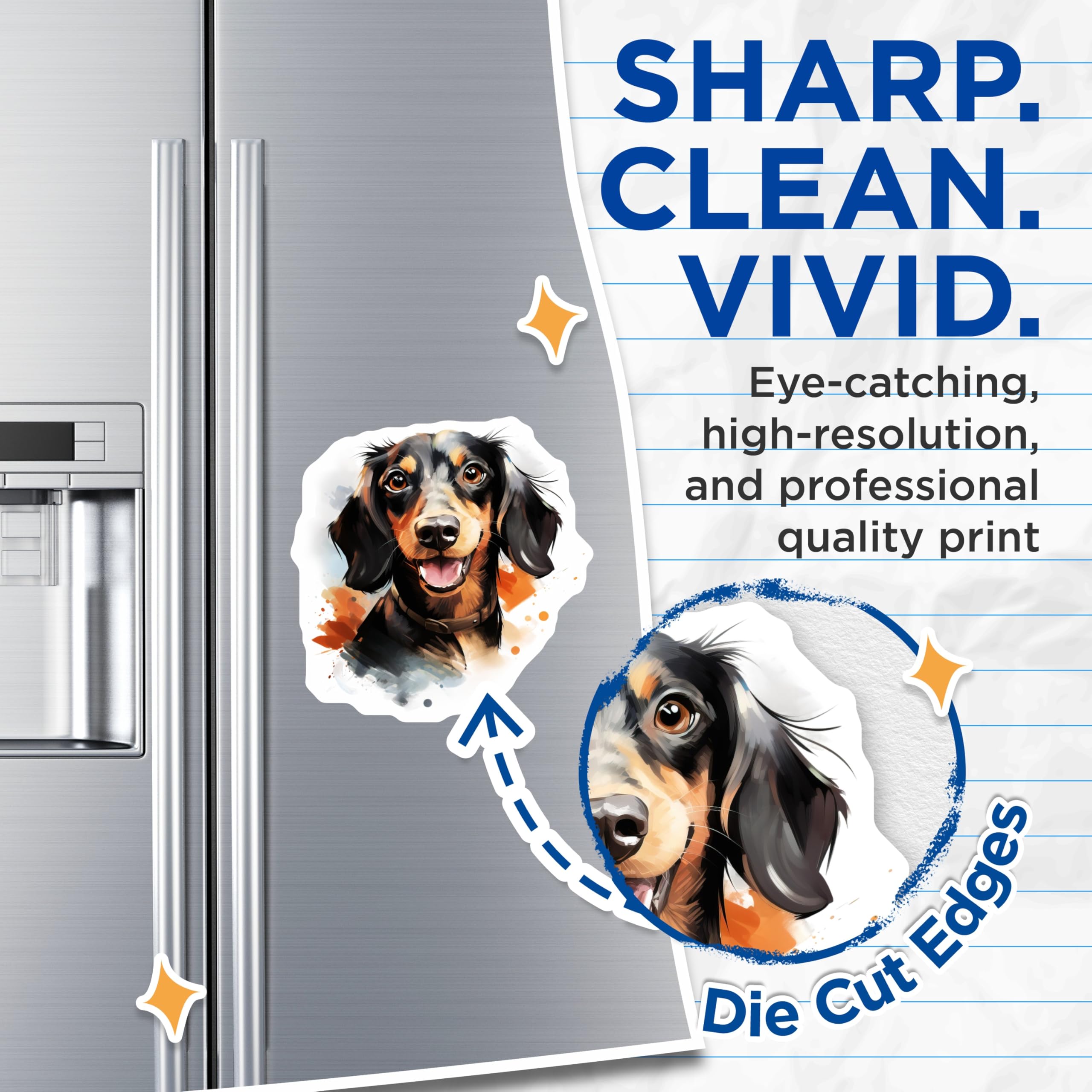 (2 Pack) Dachshund Magnets - Wiener Dog Decor - Happy Doxie Art for Pet Lover - 5 Inches On Longest Side - Thick Durable Magnet - Made in USA - MAG29299