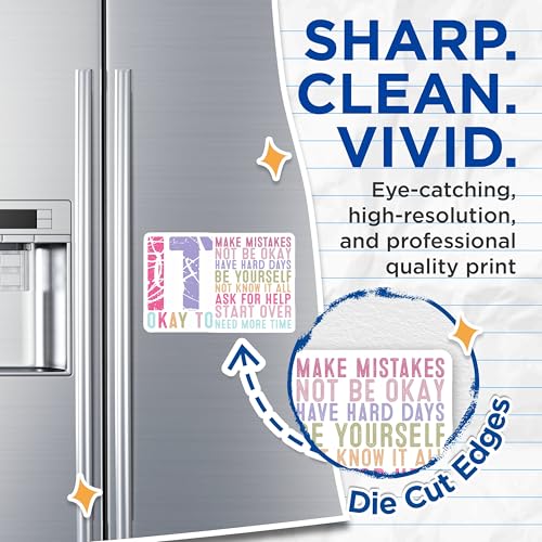 (2 Pack) Okay to Make Mistakes Magnets - Motivational Magnets - Inspirational Magnets - 5" On Longest Side - for Cars, Refrigerators, Toolboxes, Lockers - Made in USA BMCS3083