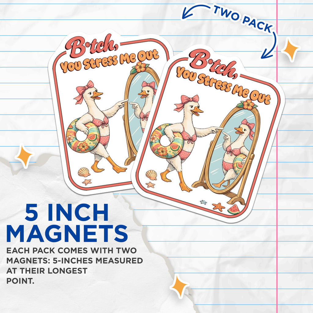 (2 Pack) Funny Goose Magnets - Sarcastic Quote - Retro Animal Humor - Stress Relief - Best Friend Coworker - 5 Inches On Longest Side - Thick Durable Magnet - Made in USA - MAG38023