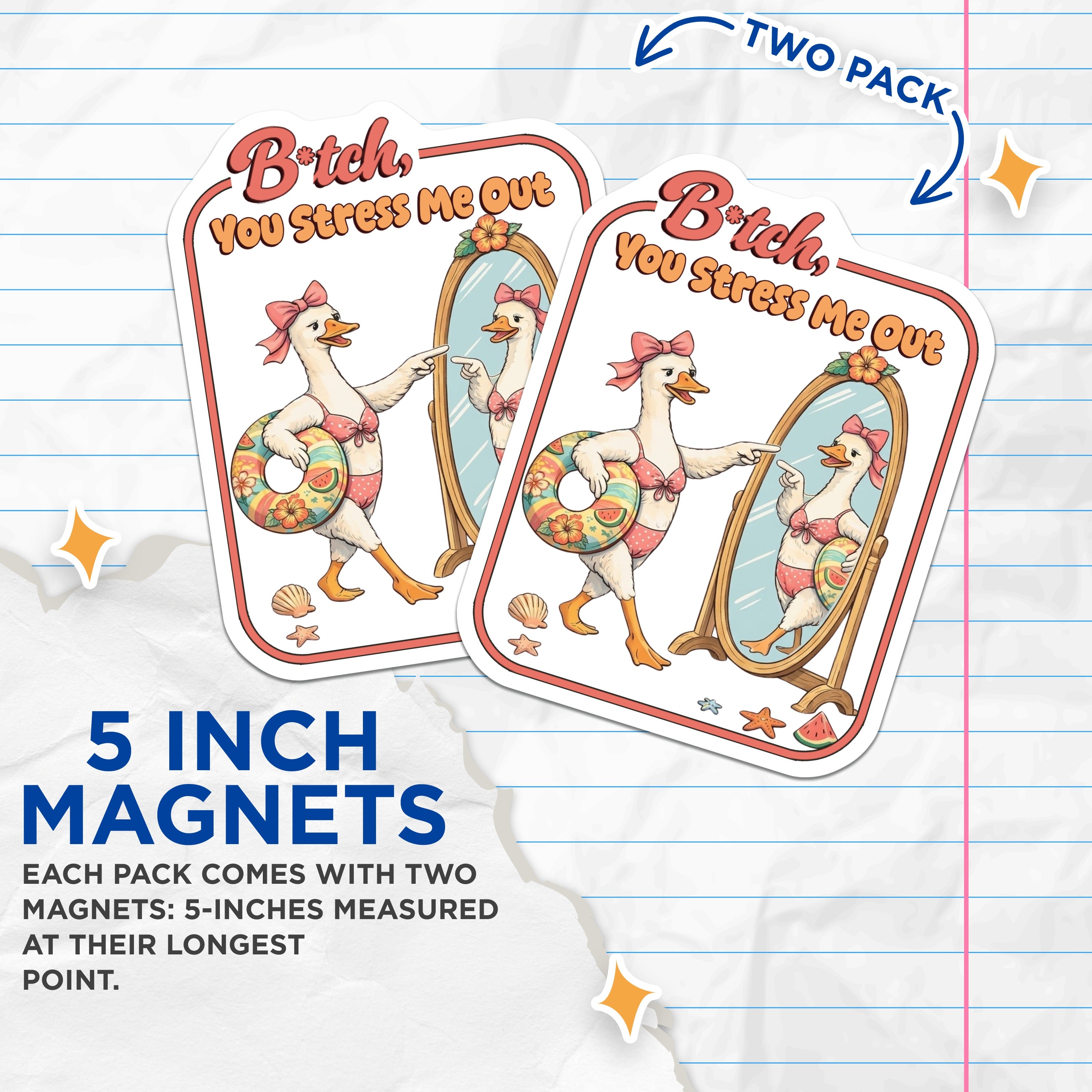 (2 Pack) Funny Goose Magnets - Sarcastic Quote - Retro Animal Humor - Stress Relief - Best Friend Coworker - 5 Inches On Longest Side - Thick Durable Magnet - Made in USA - MAG38023