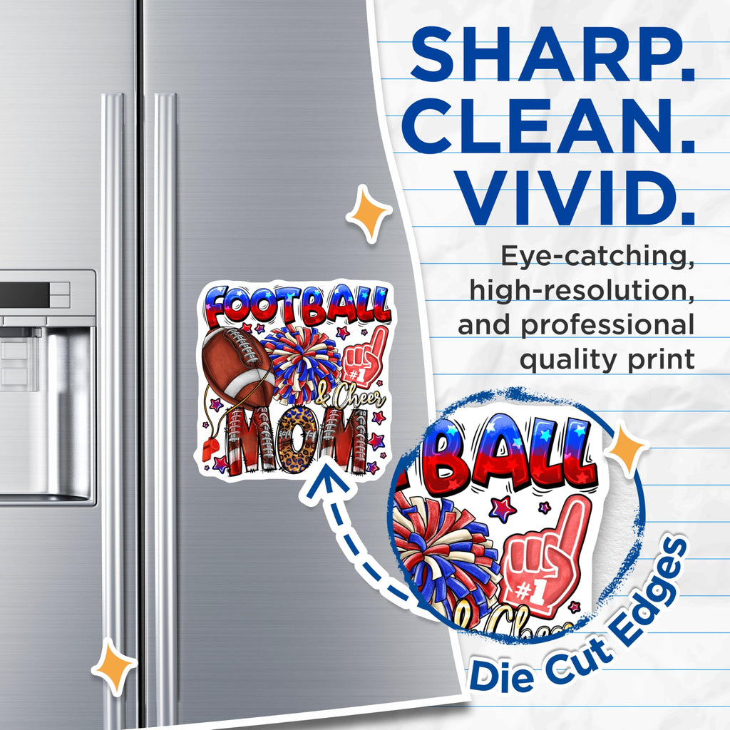 (2 Pack) Football Cheer Mom Magnets - Game Day Season Accessories - Sports Fan Spirit Display - 5 Inches On Longest Side - Thick Durable Magnet - Made in USA - MAG23605