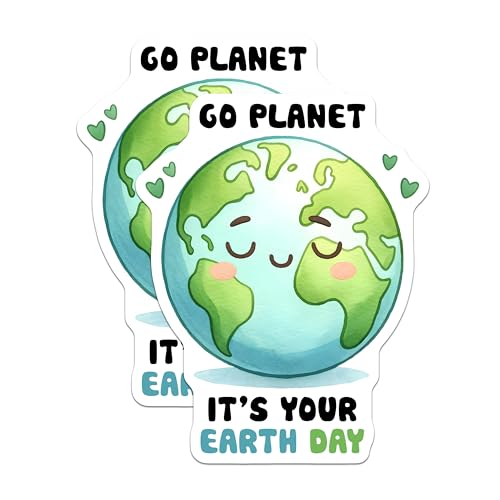 (2 Pack) Happy Earth Magnet - Eco-Friendly Decoration - 5" On Longest Side - Sticks to Smooth Flat Surfaces - Made in USA - MAG9751