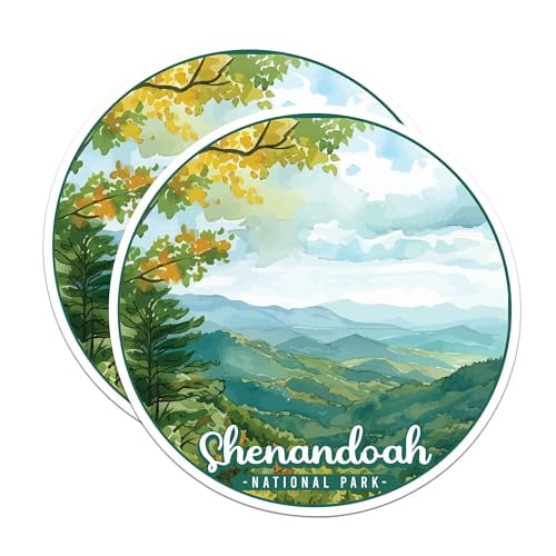 (2 Pack) Shenandoah National Park Bumper Magnet - US National Park - Choose from 63 Parks - 5" On Longest Side - Decal for Car Bumper, Laptop, Water Bottle, Wall, and Window - MAG1601