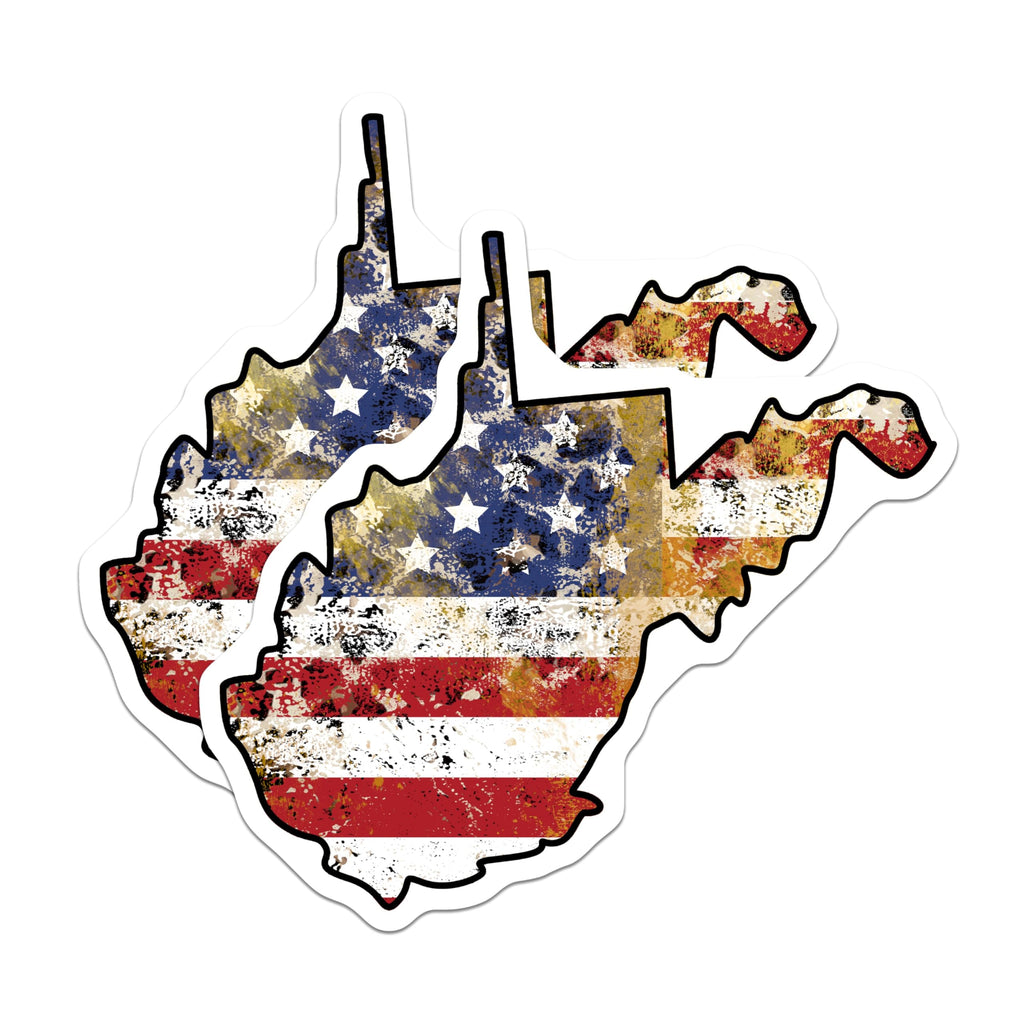 (2 Pack) West Virginia Magnets - American Flag Art - US State Fridge Decor - 5" On Longest Side - Premium Magnet - for Cars, Refrigerators, Toolboxes, Lockers - Made in USA - MAG17477