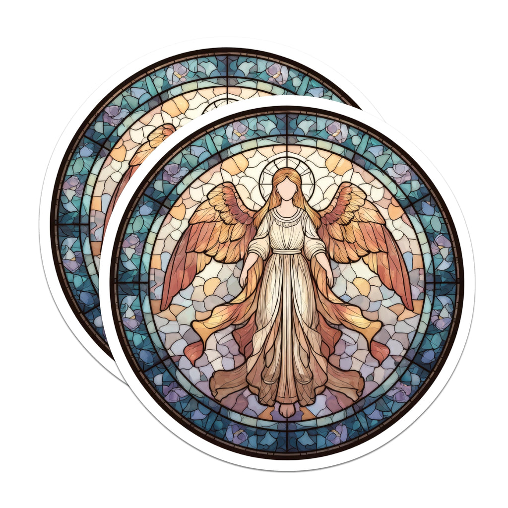 (2 Pack) Angel Magnets - Stained Glass Art - Religious Home Decor - 5" On Longest Side - Premium Magnet - for Cars, Refrigerators, Toolboxes, Lockers - Made in USA - MAG15218