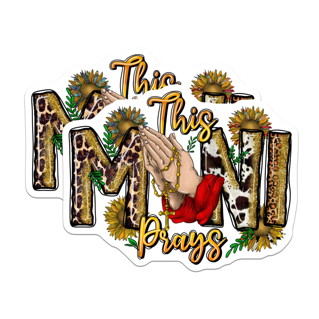 (2 Pack) Mimi Prays Magnets - Christian Faith Decor - Sunflower Leopard Cow Print - 5 Inches On Longest Side - Thick Durable Magnet - Made in USA - MAG23999