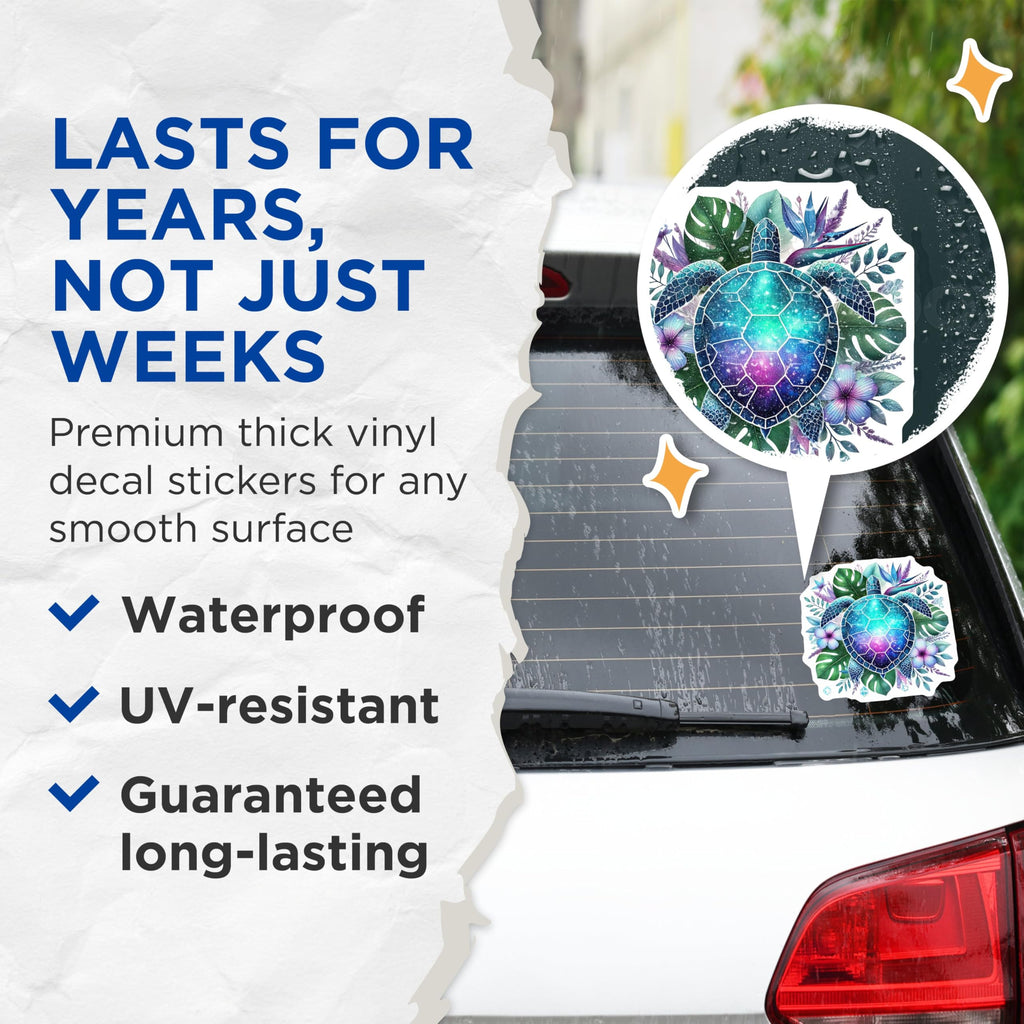 (2 Pack) Sea Turtle Stickers - Ocean Animal Decals - Nature Vinyl Stickers for Laptop and Water Bottle - 5" On Longest Side - Sticks to Smooth Flat Surfaces - Made in USA - BMCS4500