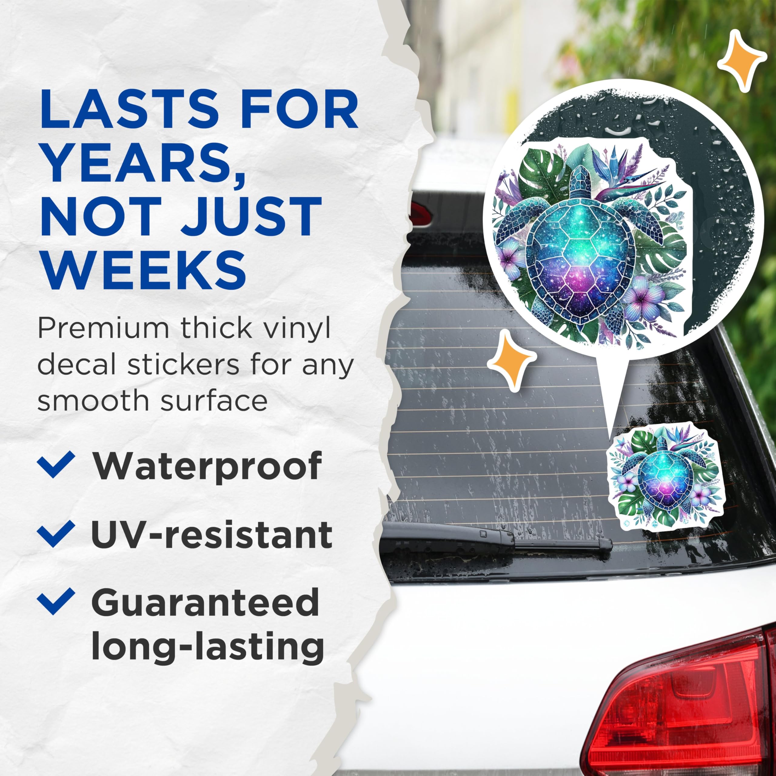 (2 Pack) Sea Turtle Stickers - Ocean Animal Decals - Nature Vinyl Stickers for Laptop and Water Bottle - 5" On Longest Side - Sticks to Smooth Flat Surfaces - Made in USA - BMCS4500