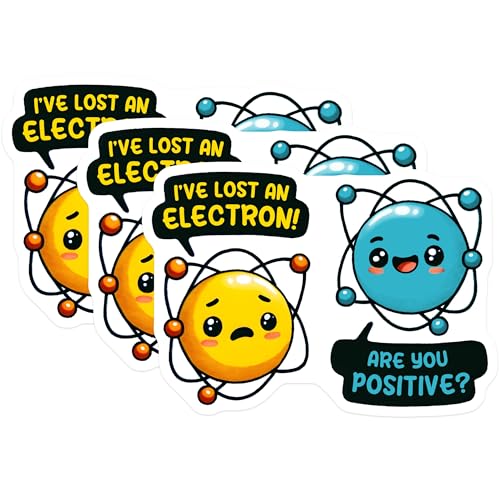 (3 Pack) Atom Decals - Funny Science - Chemistry Pun Decals - 3 Inches On Longest Side - Easy Peel & Apply - Made in USA - 3MCS6781