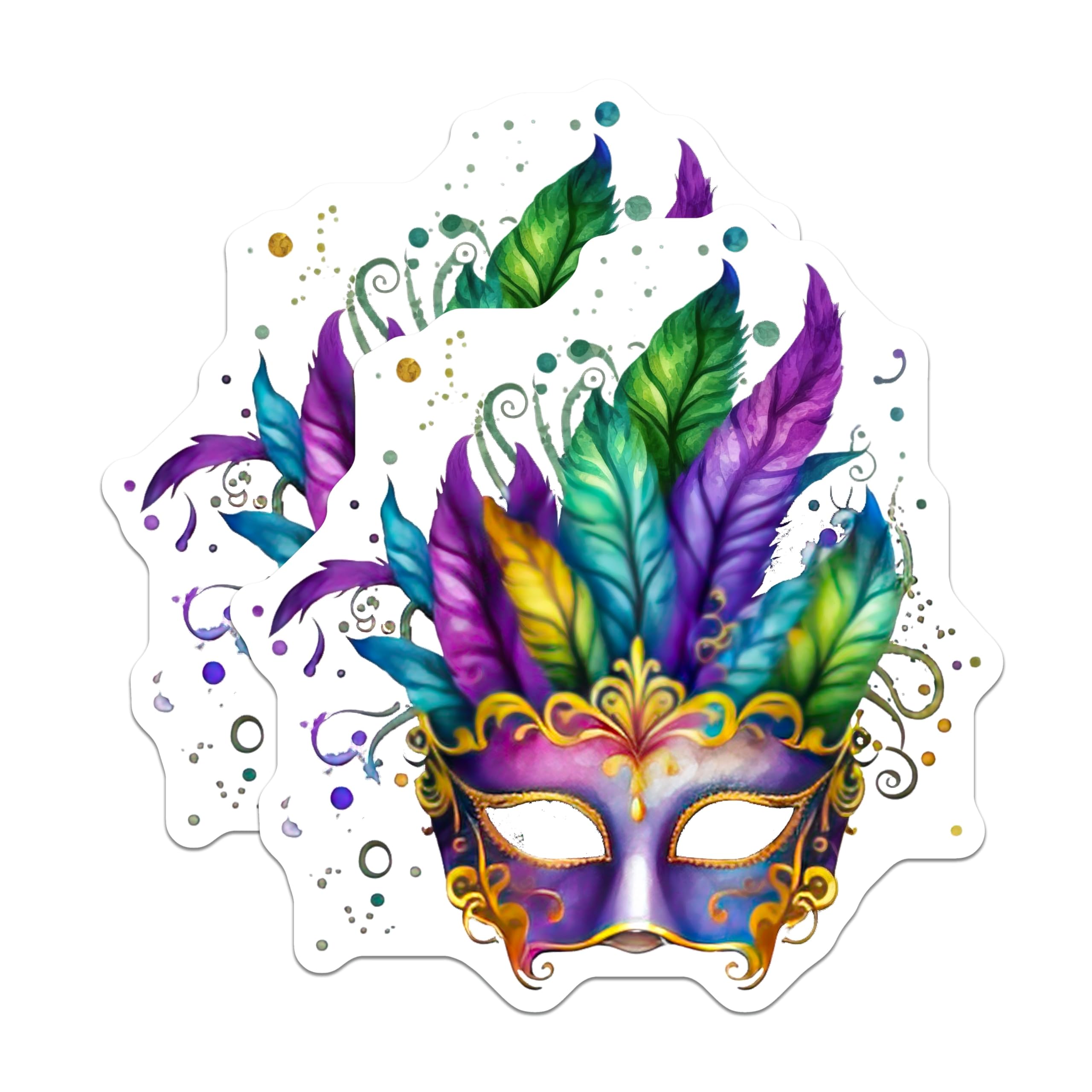 (2 Pack) Mardi Gras Mask Magnets - Carnival Feathers Decorations - Fridge Lockers Boards - 5" On Longest Side - Premium Magnet - for Cars, Refrigerators, Toolboxes, Lockers - Made in USA - MAG15108