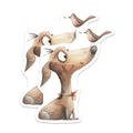 (2 Pack) Whimsical Dog Magnets - Cute Bird Illustration - Animal Lover Fridge Decor - Pet Themed Kitchen Magnet - 5 Inches On Longest Side - Thick Durable Magnet - Made in USA - MAG27412