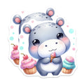 (2 Pack) Cute Hippo Magnets - Kawaii Animal Refrigerator Magnet - Sweet Treat Locker Decor - Nursery Kids Room Accessory - 5 Inches On Longest Side - Thick Durable Magnet - Made in USA - MAG36364