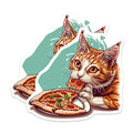 (2 Pack) Funny Cat Pizza Magnets - Foodie Pet Refrigerator Decor - Quirky Animal Kitchen Art - 5 Inches On Longest Side - Thick Durable Magnet - Made in USA - MAG36064