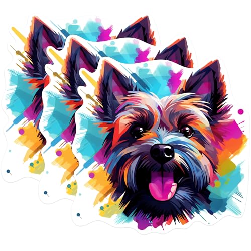 (3 Pack) Yorkshire Terrier Decals - Dog Breed Stickers - Colorful Pet Art - 3 Inches On Longest Side - Easy Peel & Apply - Made in USA - 3MCS0683