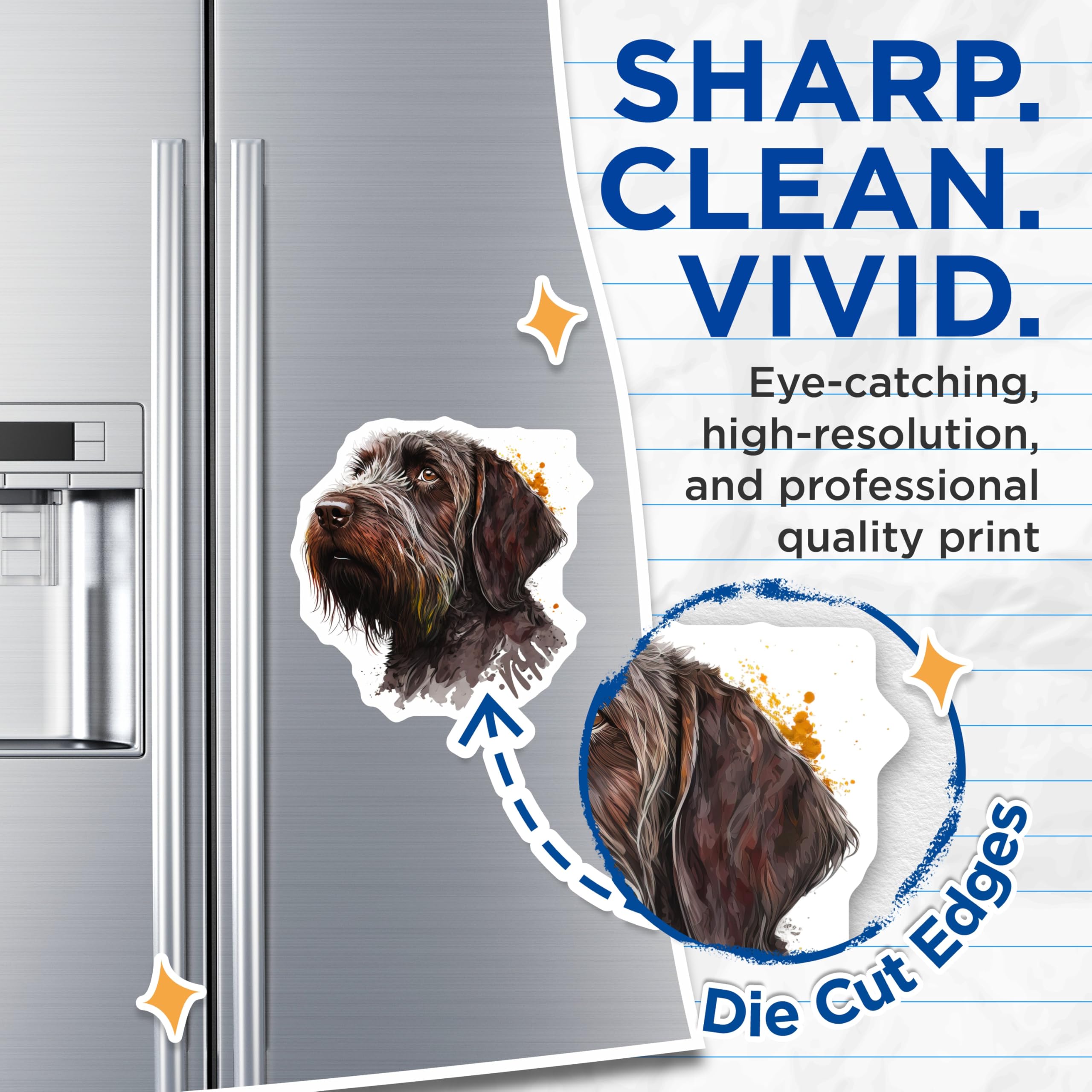 (2 Pack) Wirehaired Pointing Griffon Magnets - Dog Breed Art - Pet Lover Decor for Fridge Home - 5 Inches On Longest Side - Thick Durable Magnet - Made in USA - MAG28484